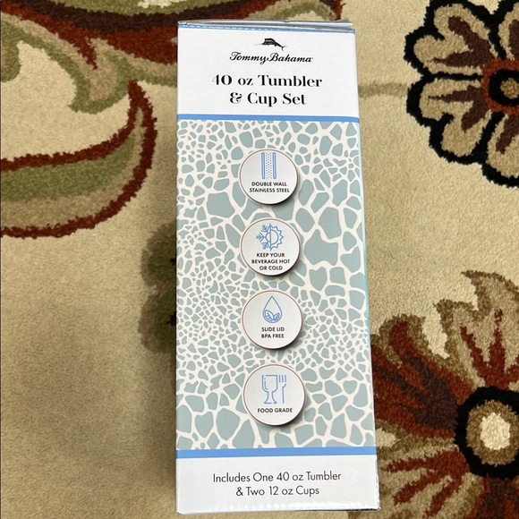 Tommy Bahama Blue Stainless Steel 40 oz Tumbler & Cup Set - Picture 2 of 3